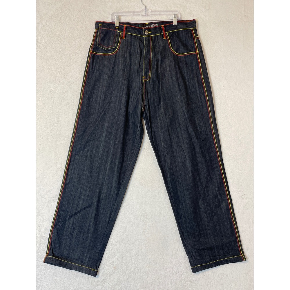 Dodeca Genuine Jeans Mens 40x34 Dark Wash Baggy Wide Leg Y2K Hip Hop Streetwear